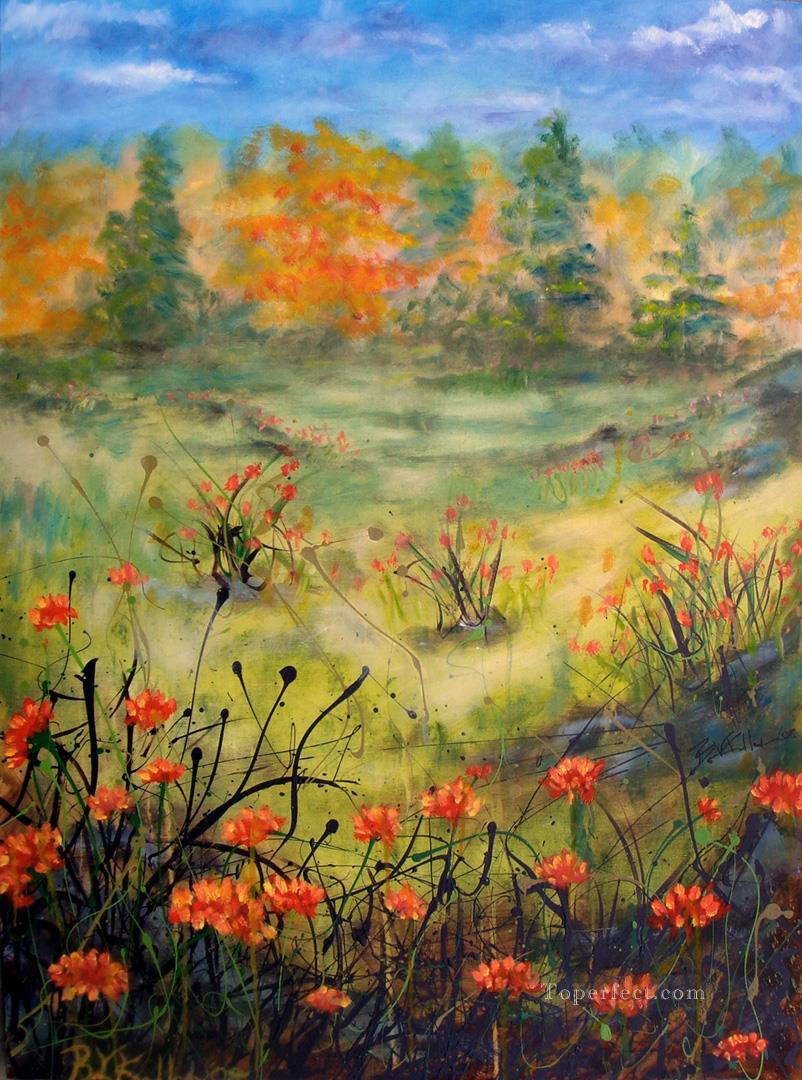orange flowers garden Oil Paintings